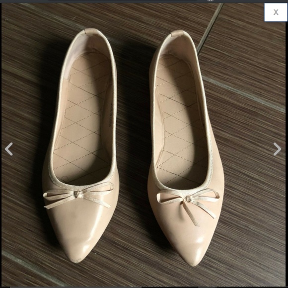 Baby Pink Pointy Toe Bow Faux Leather Ballet Flats - Picture 1 of 3